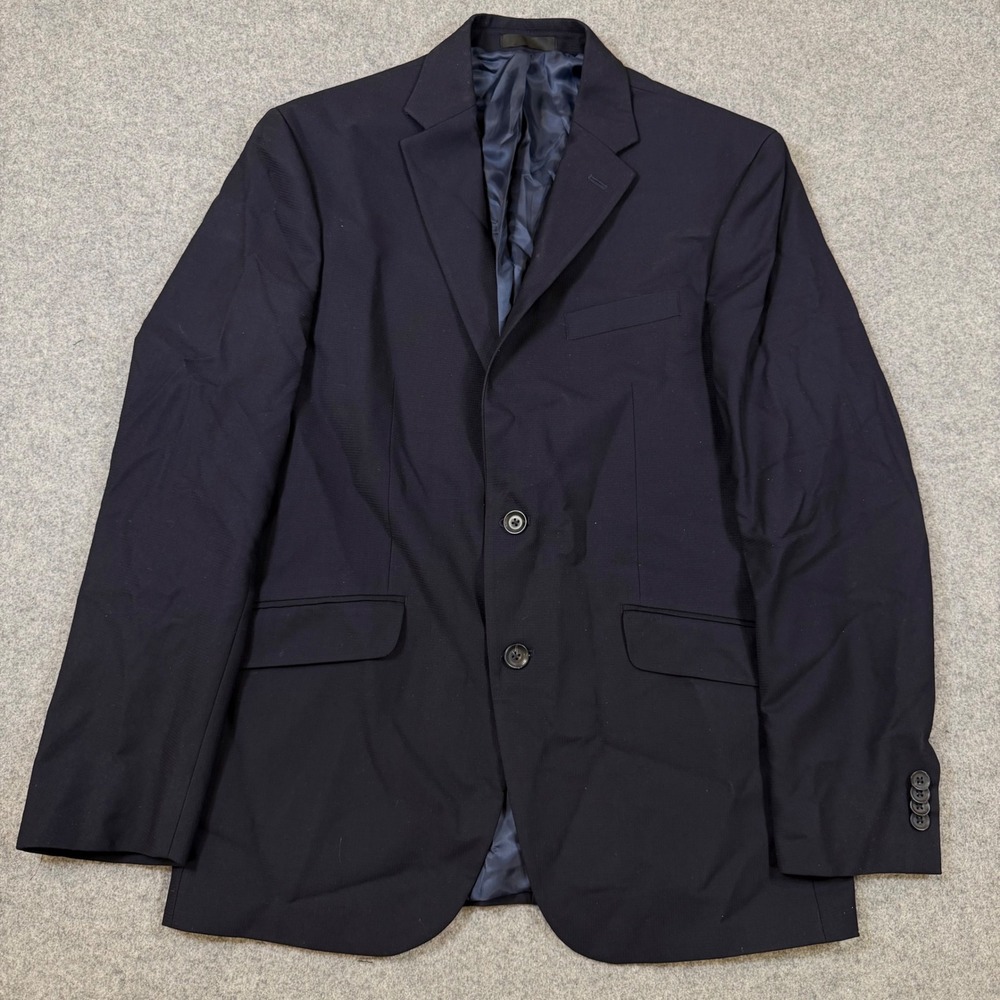 Kenneth Cole Reaction Techni-Cole Mens Navy Blue Blazer Suit Jacket 40R